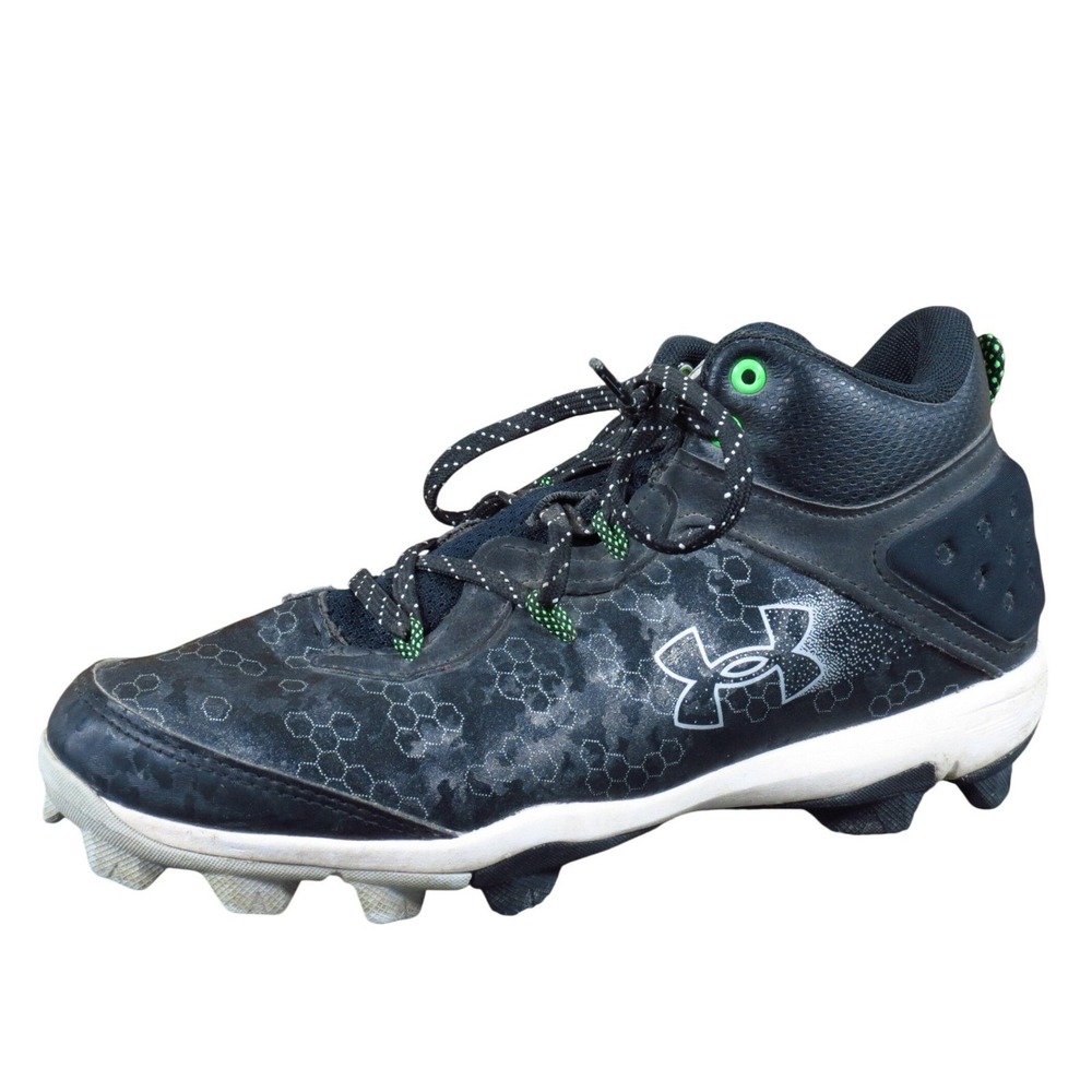 Under Armour Harper 8 Mid RM Boys Baseball Cleats Size 6 Athletic Black White